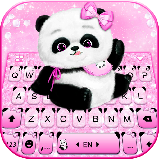 Pink Girly Panda Keyboard Them  Icon