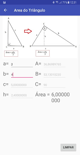 Android application Area do Triangulo screenshort