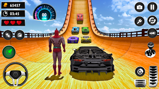 Superhero Mega Ramp Car Racing