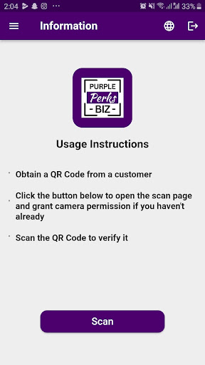 Android application Purple Perks Business screenshort