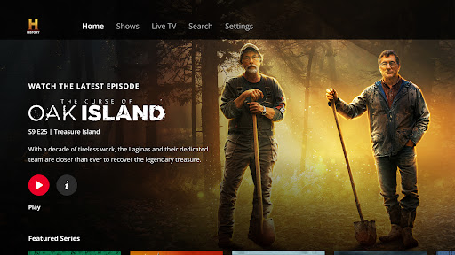 Screenshot of HISTORY: Shows & Documentaries