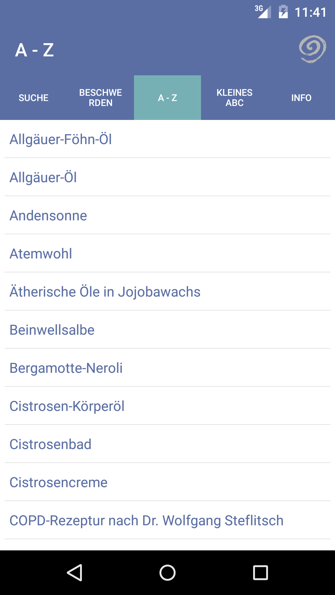 Android application Aromapflege screenshort