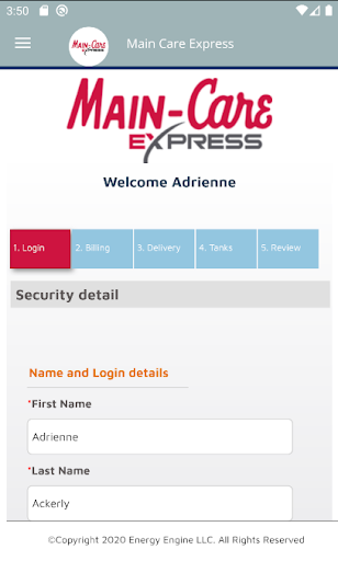 Main Care Express Screen 2