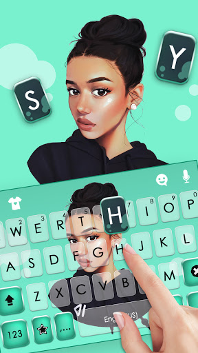 Cool Young Girl Keyboard Backg Screen 2