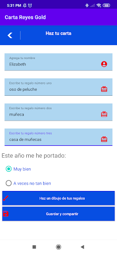 Carta a Reyes Magos Gold