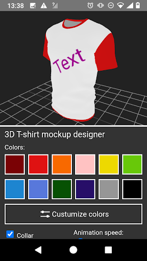Android application 3D T-shirt mockup designer screenshort