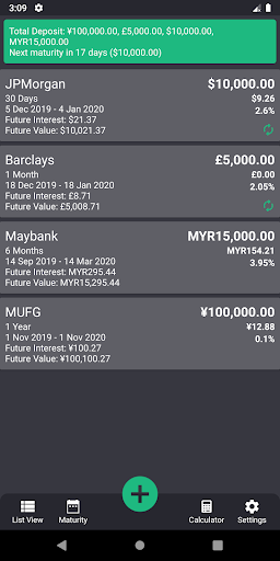 Screenshot of Money & FD Manager / Tracker