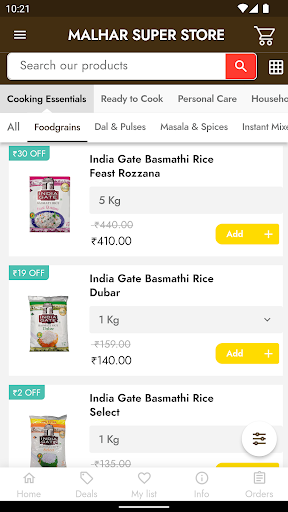 Android application MALHAR SUPER STORE screenshort