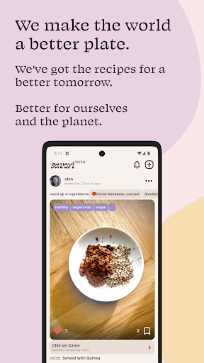Android application savori - healthy cooking screenshort