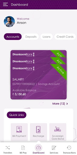 Dhanlaxmi Bank Mobile Banking Screen 3