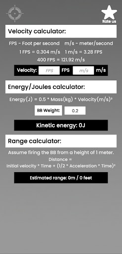 Airsoft Calculator Helper Screen 2