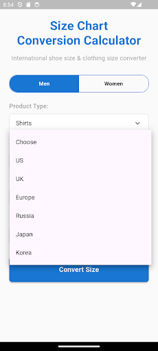 Shoe and clothing size converter