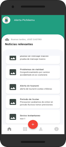 Android application Alerta Pichilemu screenshort