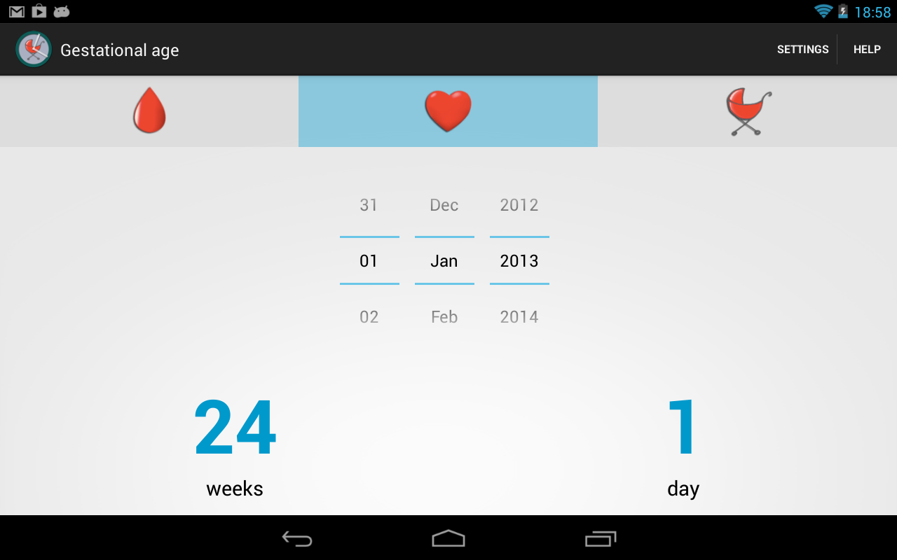 Android application Gestational age screenshort