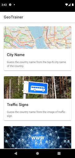 Android application GeoTrainer screenshort