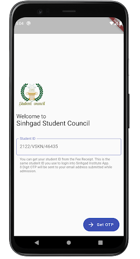 Android application Sinhgad Student Council screenshort