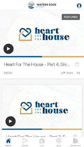 Android application Waters Edge Church screenshort