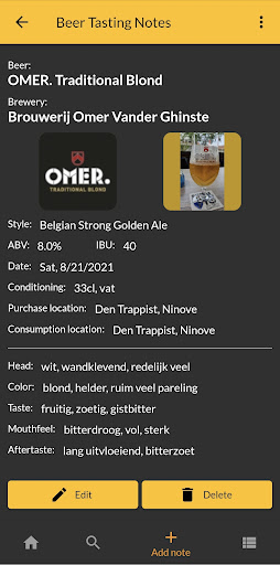 Beer Tasting Notes Screen 2