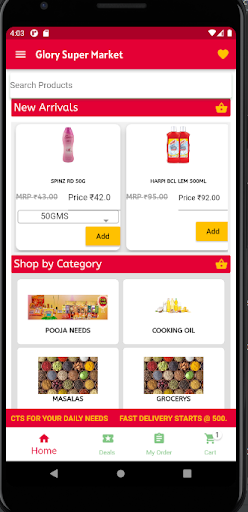 Android application Glory Super Market screenshort