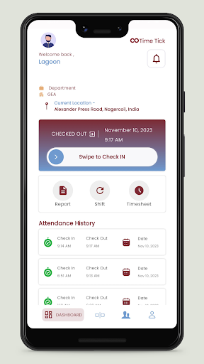 Android application Time Tick screenshort