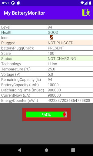Android application My BatteryMonitor screenshort