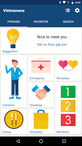 Android application Learn Vietnamese Phrases screenshort