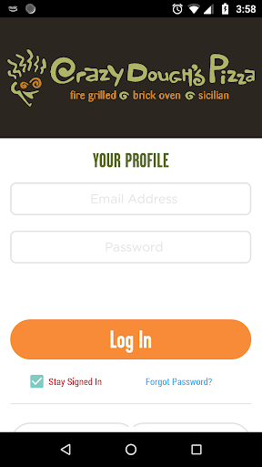 Android application Crazy Dough's Pizza screenshort