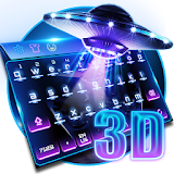 3D Hologram Neon UFO keyboard icon