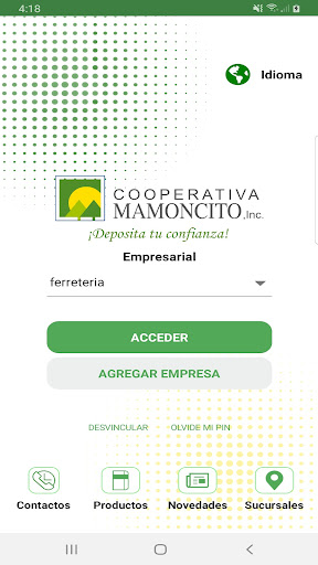Android application Mamoncito Empresarial screenshort