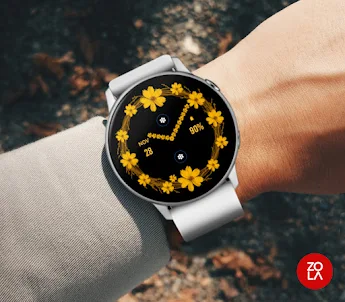 Yellow Floral Analog Watchface