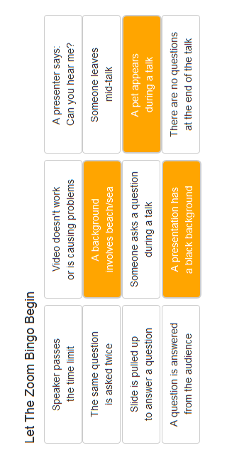 Zoom bingo - Screenshot 2