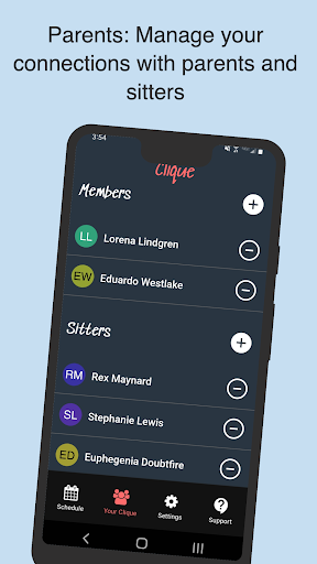 Android application Clique Sitter screenshort