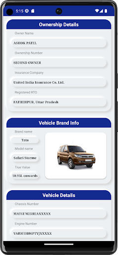 Vehicle RC Details Screen 3