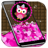 Lovely Owl Theme Pink Bow Owl icon