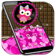 Lovely Owl Theme Pink Bow Owl  Icon