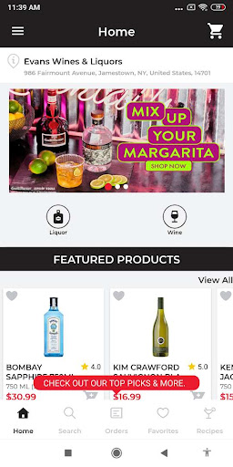 Android application Evans Wines & Liquors screenshort