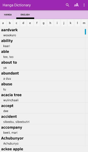 Hanga Dictionary Screen 2