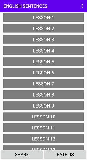 Android application ENGLISH SENTENCES screenshort