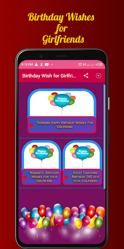 Android application Birthday Wishes For Girlfriend screenshort