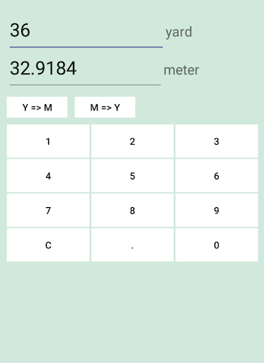 YM(Yard and Meter) converter Screen 3