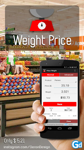 Android application Weight Price screenshort