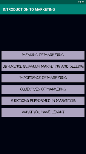 Android application Introduction To Marketing screenshort