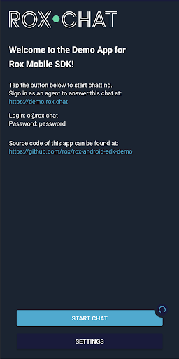 Android application Rox.Chat SDK App screenshort