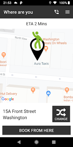 Android application Aura Taxis Washington screenshort