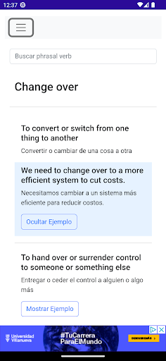 Android application Quick Search Phrasal Verbs screenshort