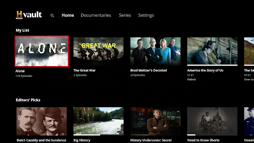 Screenshot of History Vault
