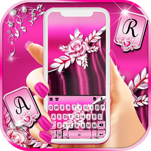 Pink Luxury Rose Keyboard Back logo