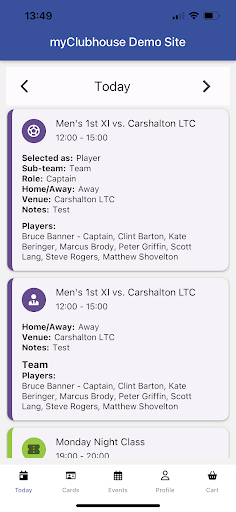 Android application myClubhouse screenshort