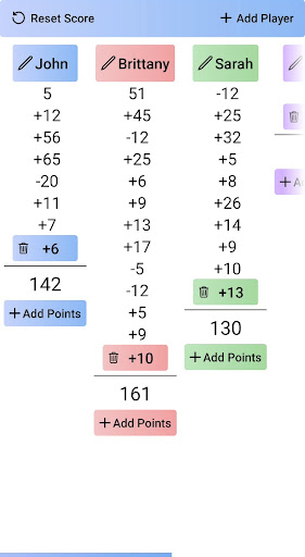 Android application Score Keeper screenshort
