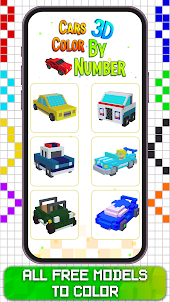 Cars Color by Number Voxel Art